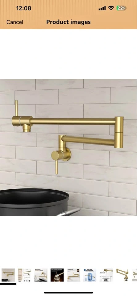KES Brushed Gold Pot Filler Faucet, 25.6"