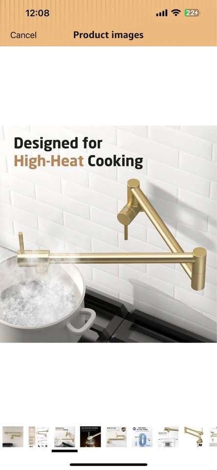 KES Brushed Gold Pot Filler Faucet, 25.6" - photo 4