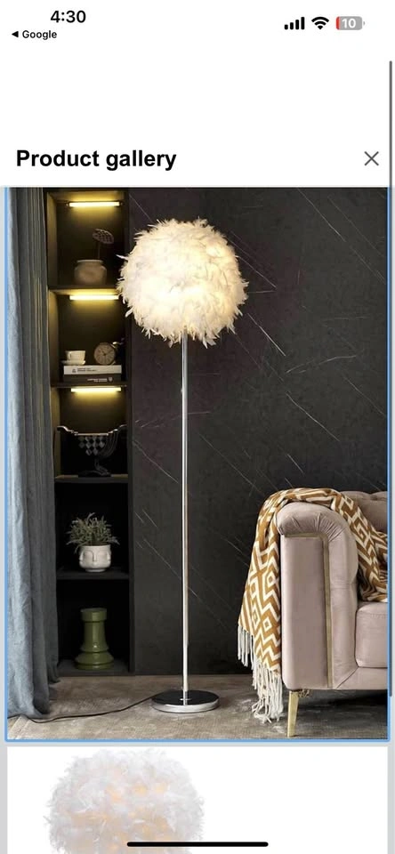 Elegant White Feather Floor Lamp with On/Off Switch