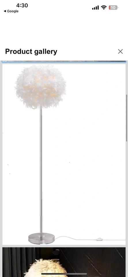 Elegant White Feather Floor Lamp with On/Off Switch - photo 2