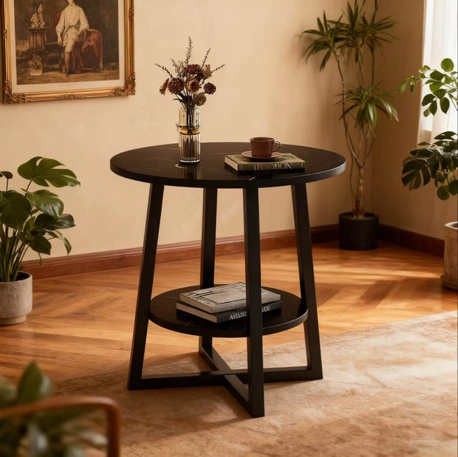 2 Tier End Table with Metal Frame - photo 2