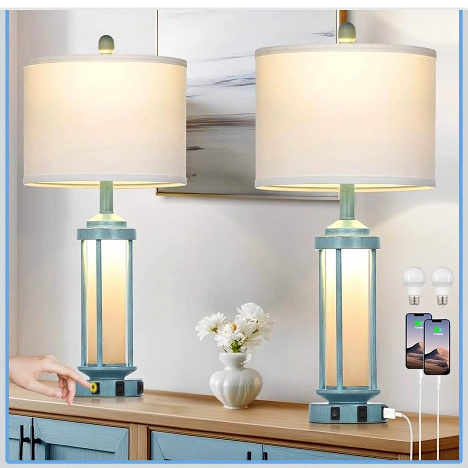 Rustic Farmhouse Table Lamp Set (2)