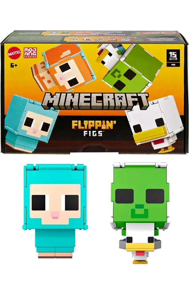 Mattel Minecraft Flippin’ Figs 2-Pack Action Figures, Sheep & Ch