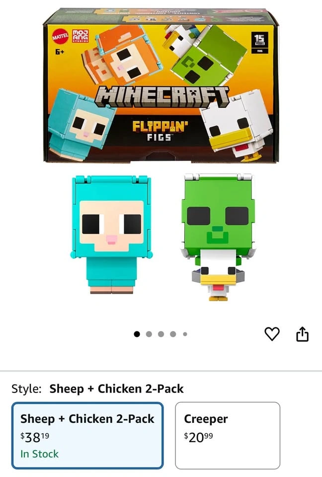 Mattel Minecraft Flippin’ Figs 2-Pack Action Figures, Sheep & Ch - photo 3