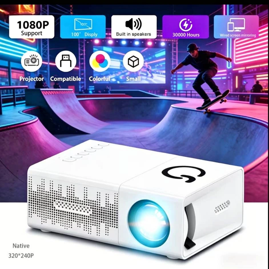 Mini Smart Projector - Ultra HD, Screen Mirroring, Portable