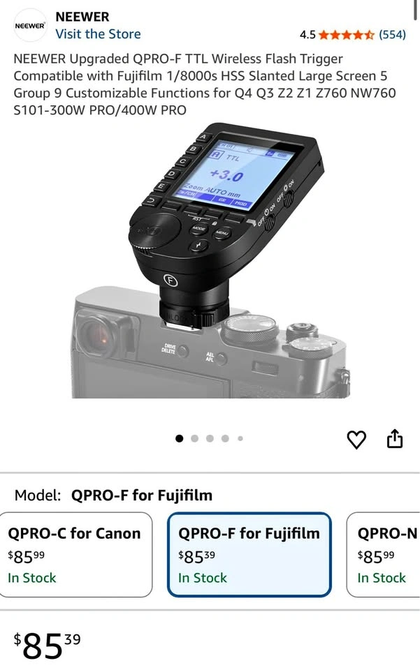 NEEWER Upgraded QPRO-F TTL Wireless Flash Trigger for Fujifilm