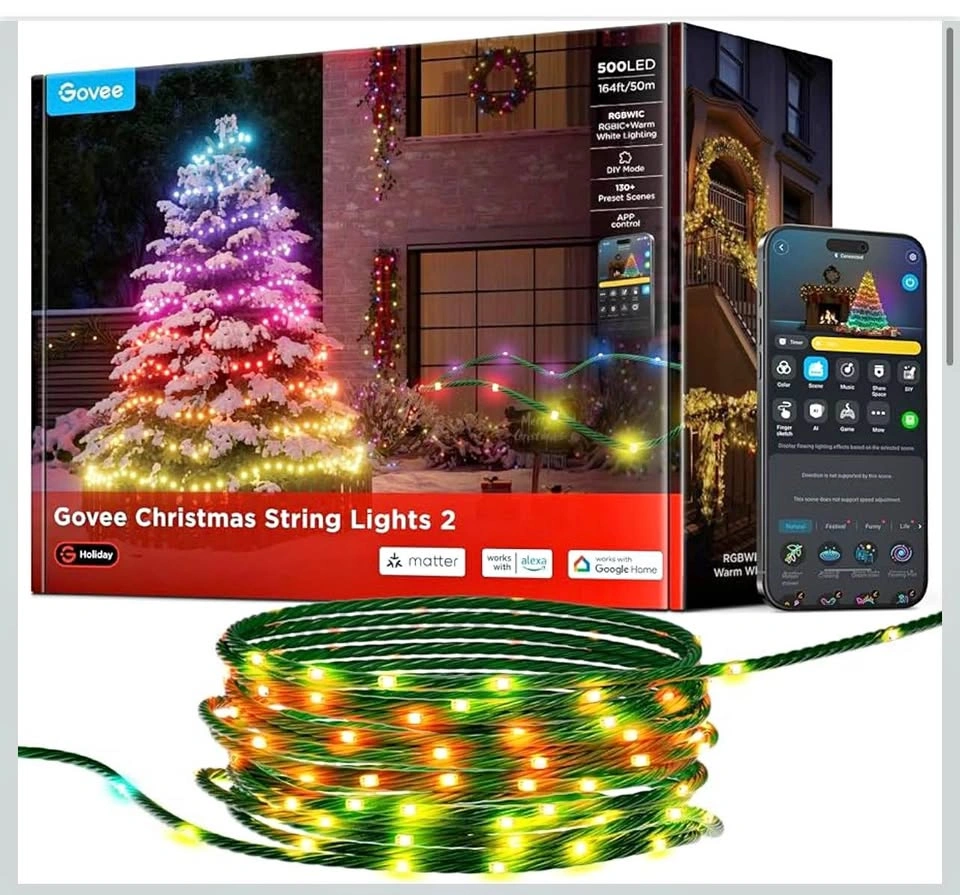 Govee Christmas Lights 2, 164FT 500LEDs RGBWIC Smart String Ligh