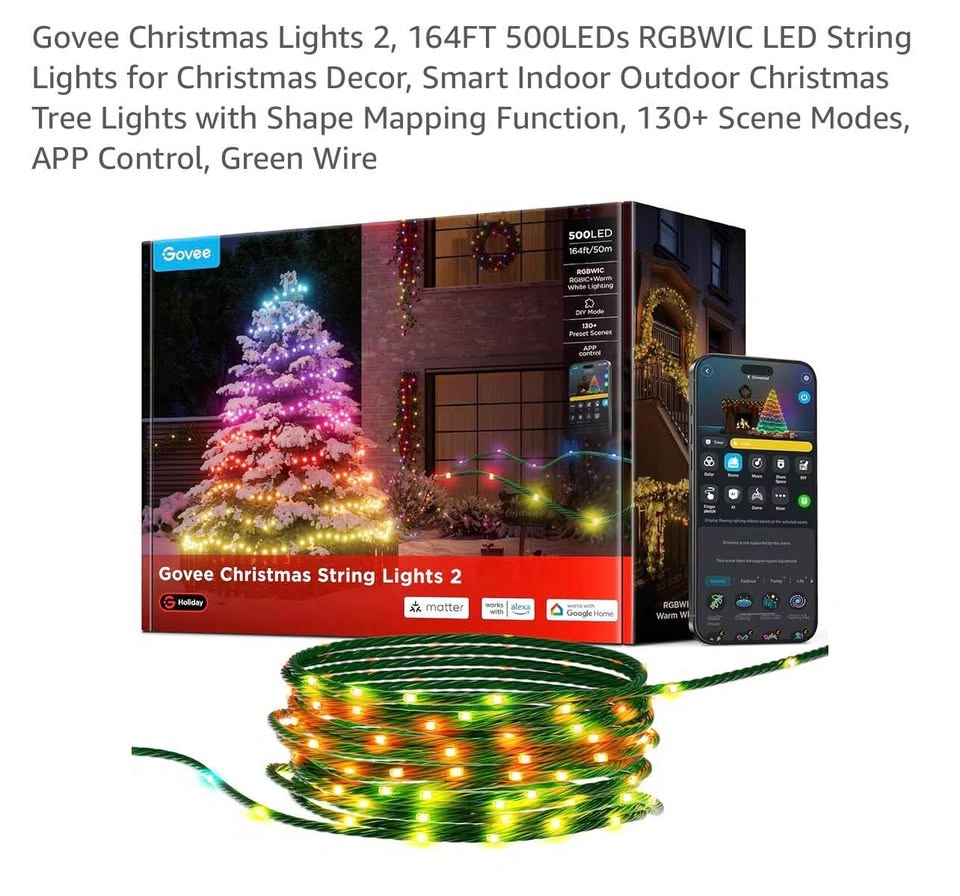 Govee Christmas Lights 2, 164FT 500LEDs RGBWIC Smart String Ligh - photo 3
