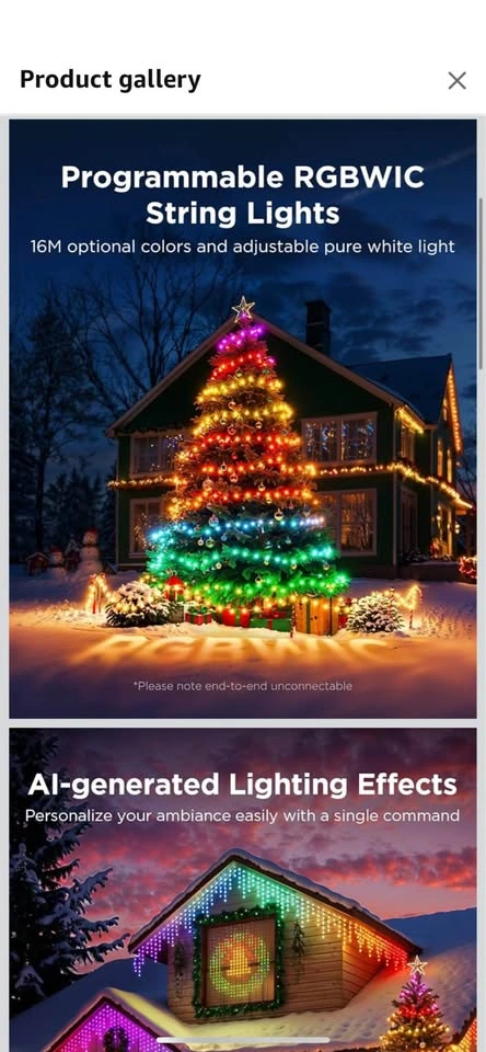 Govee Christmas Lights 2, 164FT 500LEDs RGBWIC Smart String Ligh - photo 4