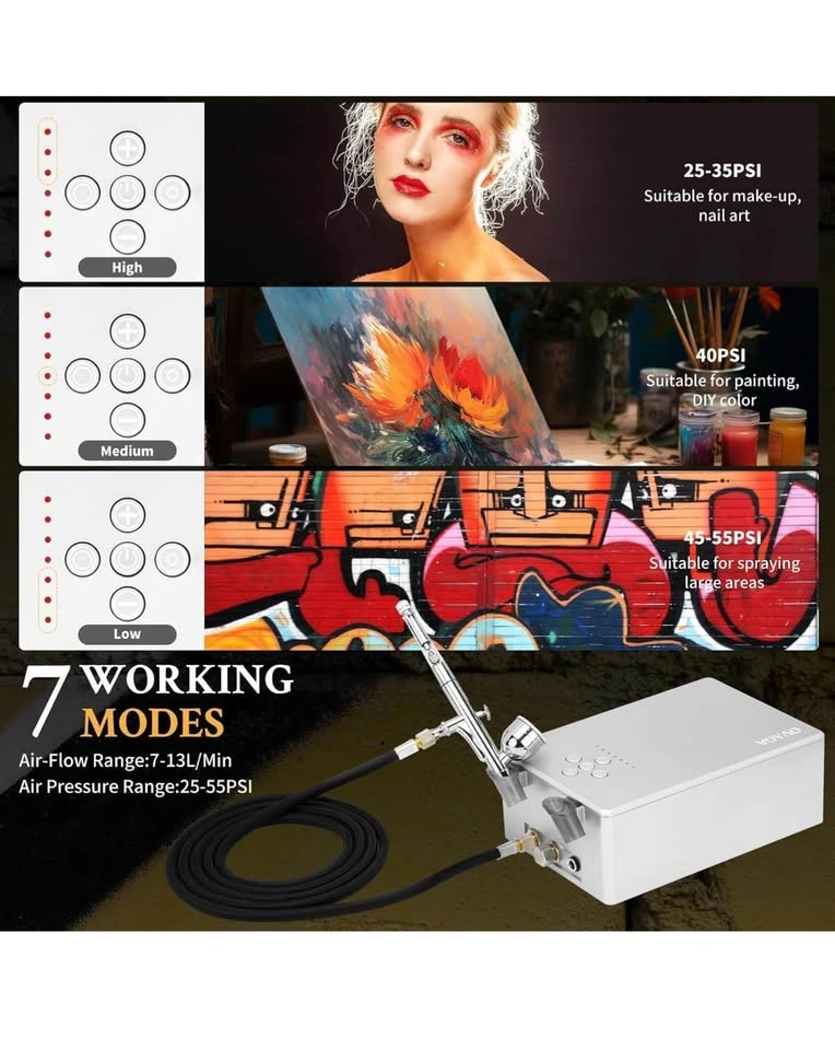 55PSI Ultra-Silent Airbrush Kit with Compressor - photo 4