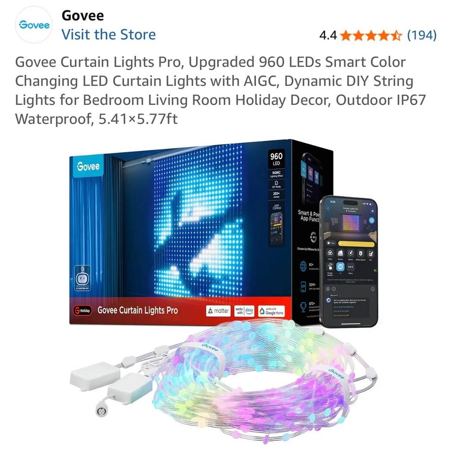 Govee Curtain Lights Pro, 960 LEDs Smart Lights - photo 2