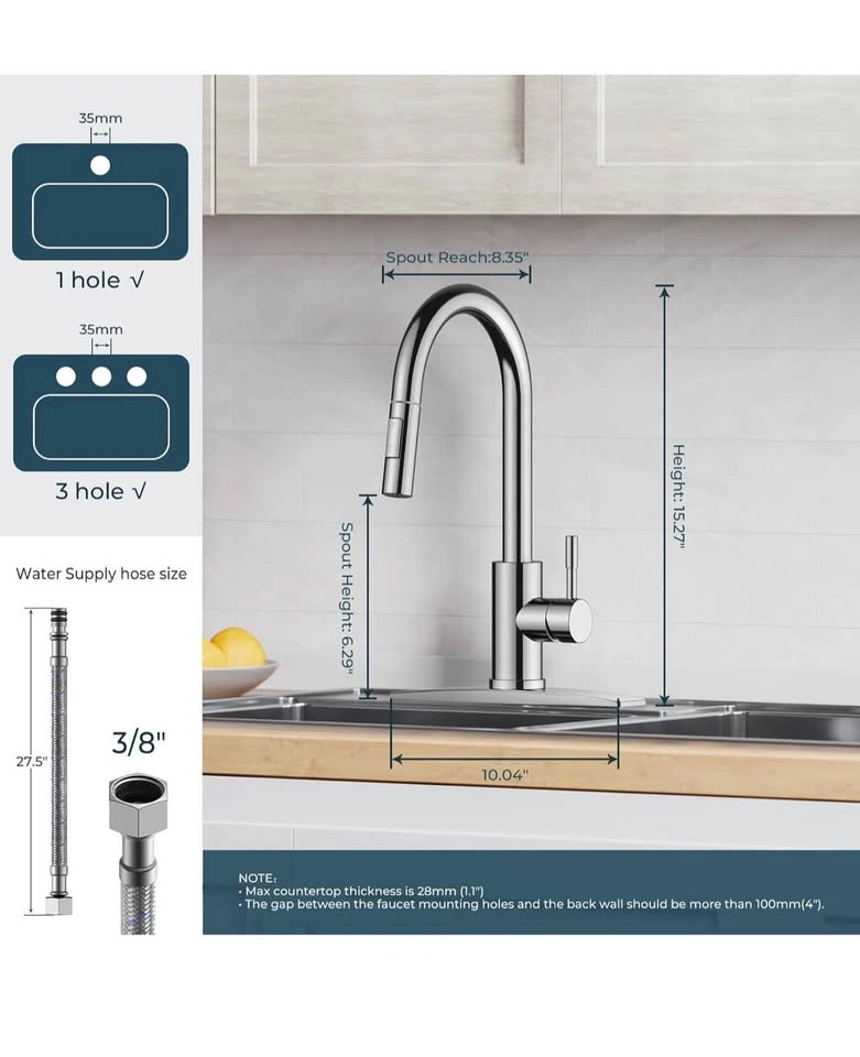 Forious Kitchen Faucet with Pull Down Sprayer - Polished Chrome - photo 4