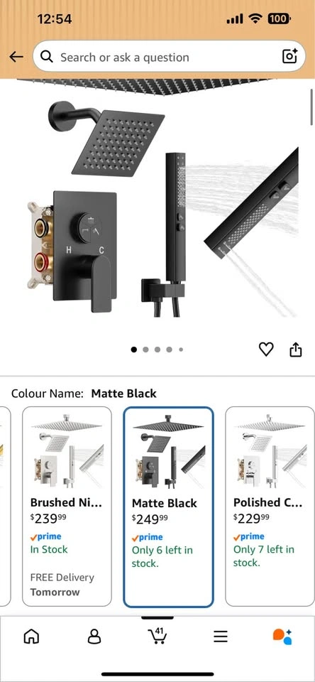 Matte Black 3-Setting Push Button Shower Faucet Set - photo 2