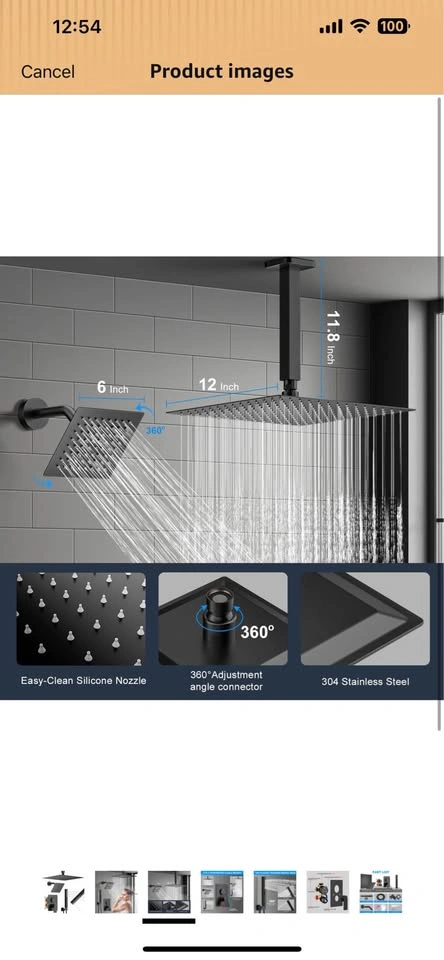 Matte Black 3-Setting Push Button Shower Faucet Set - photo 4