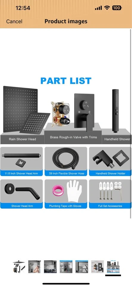 Matte Black 3-Setting Push Button Shower Faucet Set - photo 5