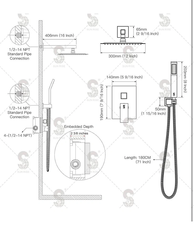 SR Sun Rise Shower Faucet System Brushed Nickel - photo 4