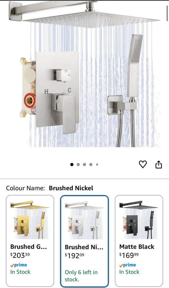 12 Inch Brushed Nickel Shower System - photo 2