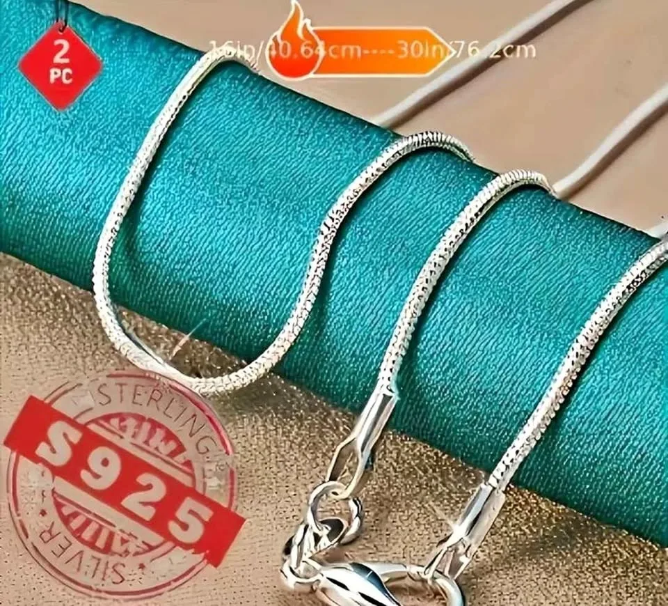925 Sterling Silver Snake Bone Chain