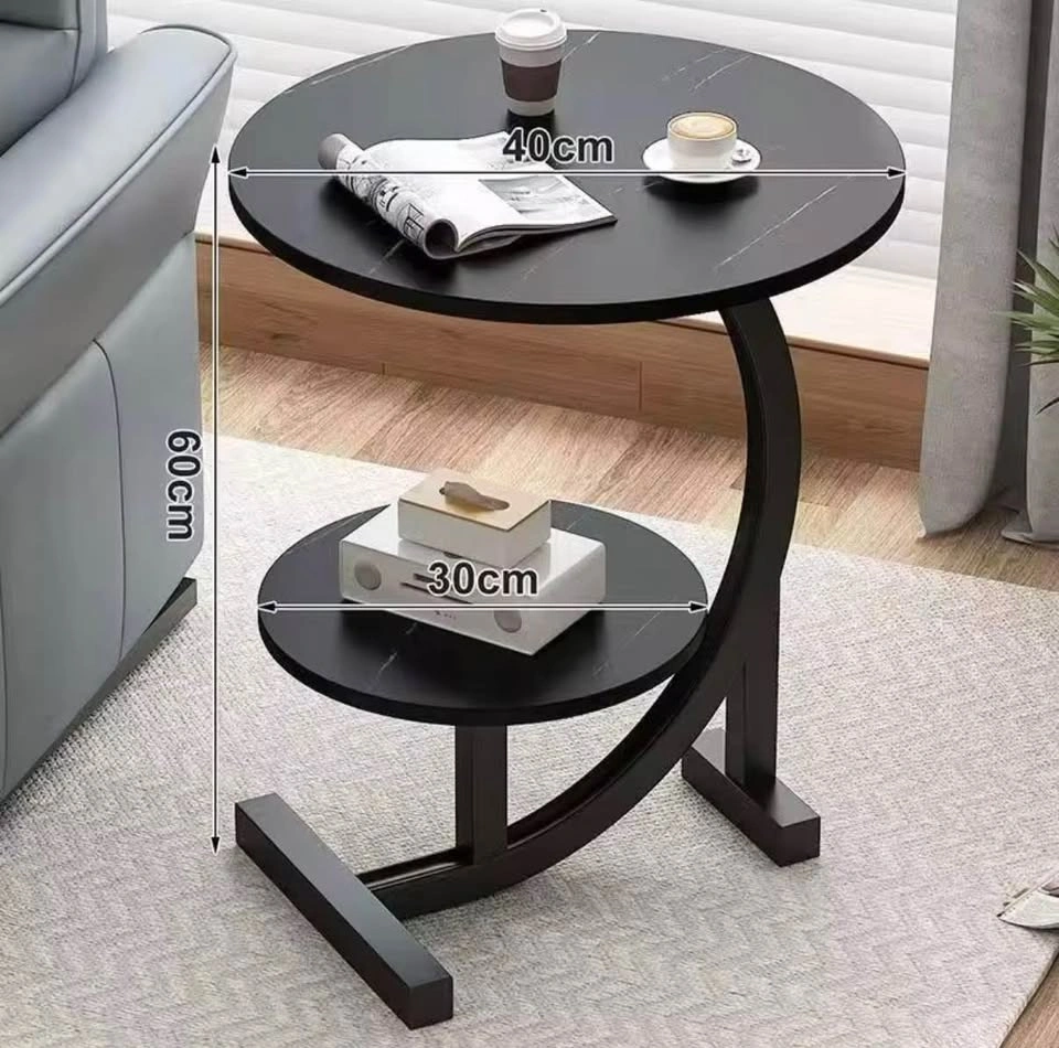 Nordic Modern Double Layer Coffee Table – Black Marble Style Sid - photo 3