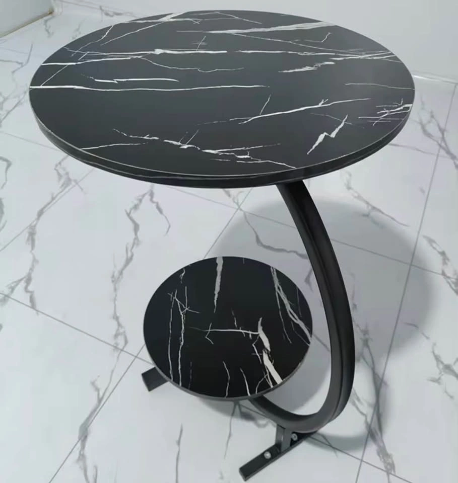 Nordic Modern Double Layer Coffee Table – Black Marble Style Sid - photo 4