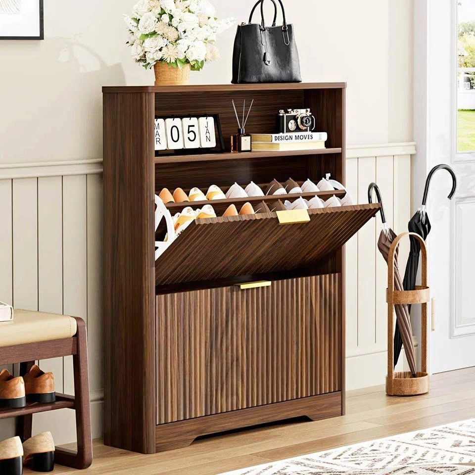 40" Tall Shoe Storage Cabinet - Walnut