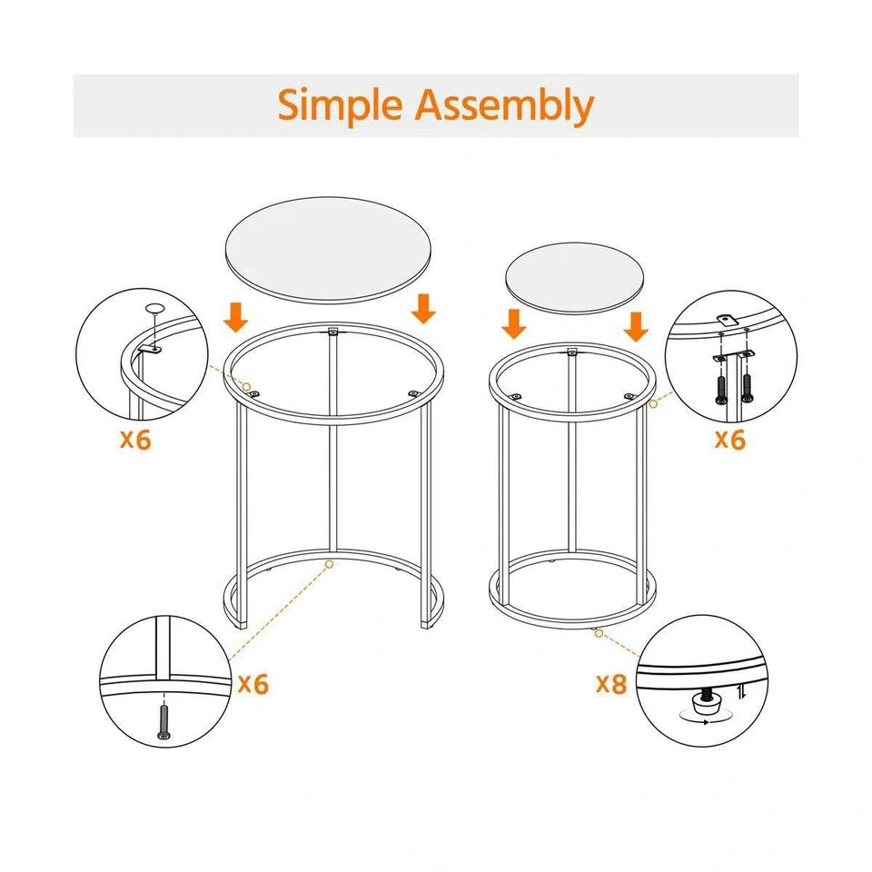 Gold Nesting End Tables Set | Round | Metal Frame | New in Box - photo 5