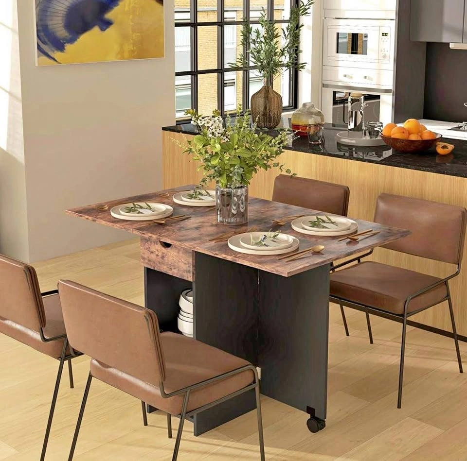 Airial Rectangular Dining/Office Table - Walnut Top, Black Base