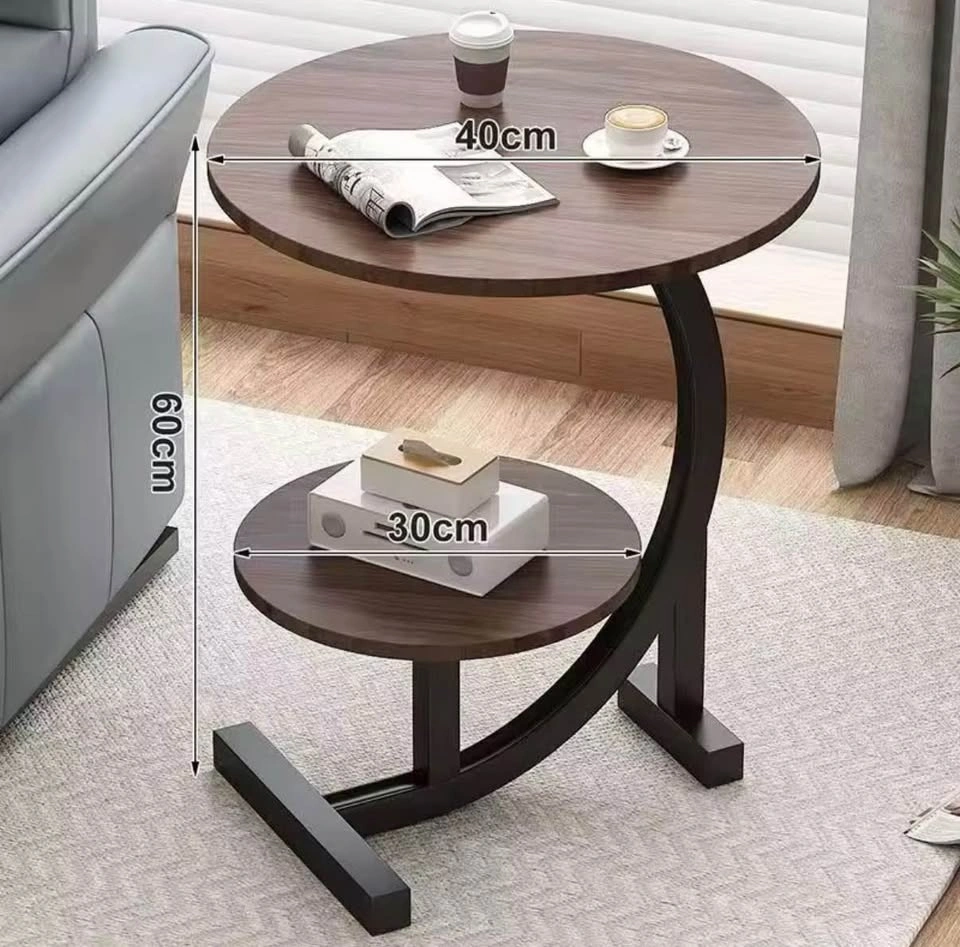 Modern 2-Tier Industrial Side Tables – Set of 2 | Walnut Wood Lo - photo 3