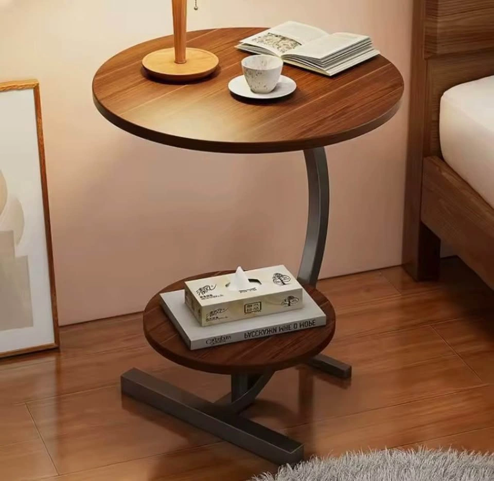 Modern 2-Tier Industrial Side Tables – Set of 2 | Walnut Wood Lo - photo 4