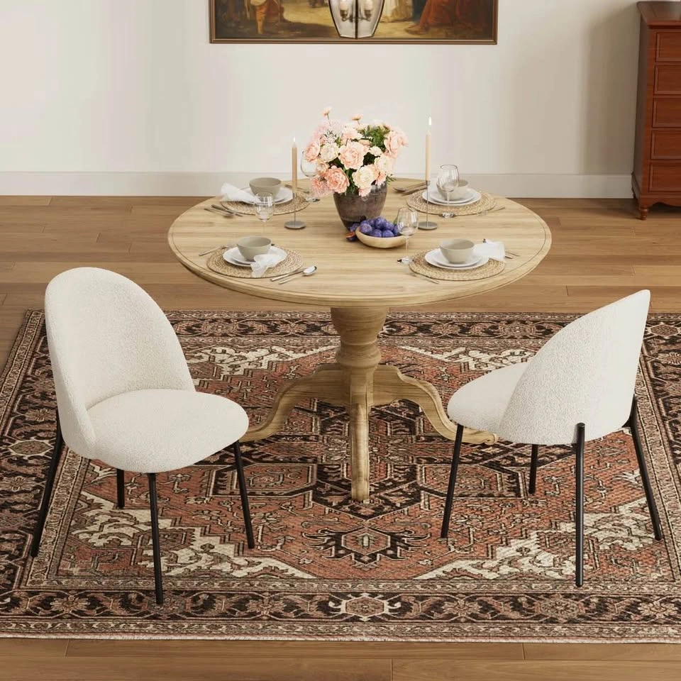 Modern Boucle Dining Chairs - Set of 2 | White Upholstered - photo 2