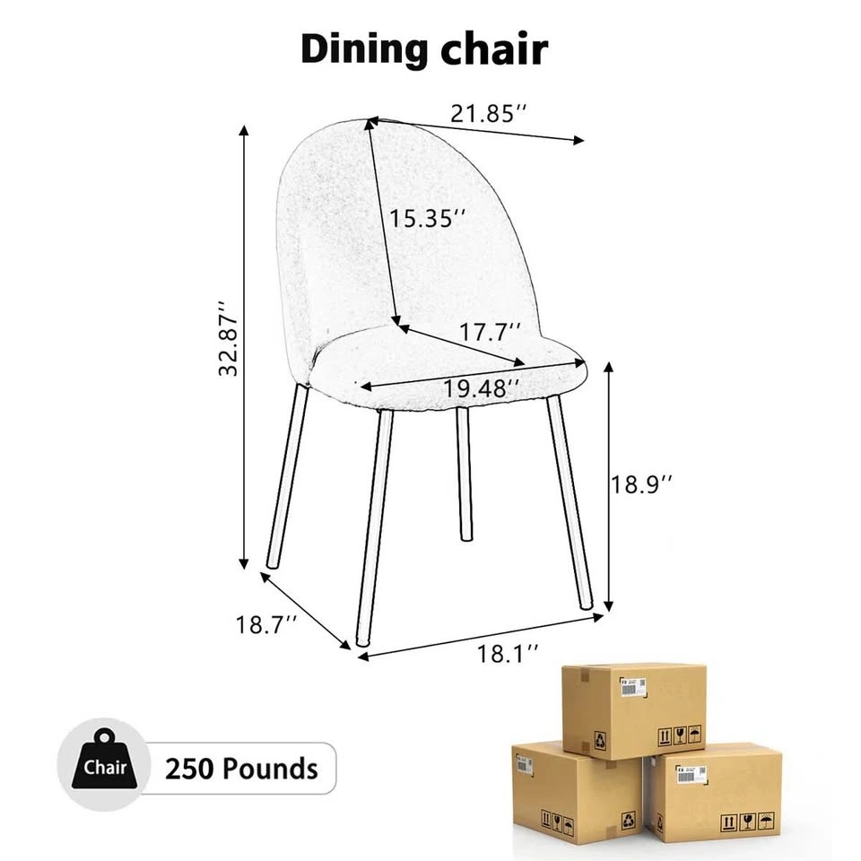Modern Boucle Dining Chairs - Set of 2 | White Upholstered - photo 4