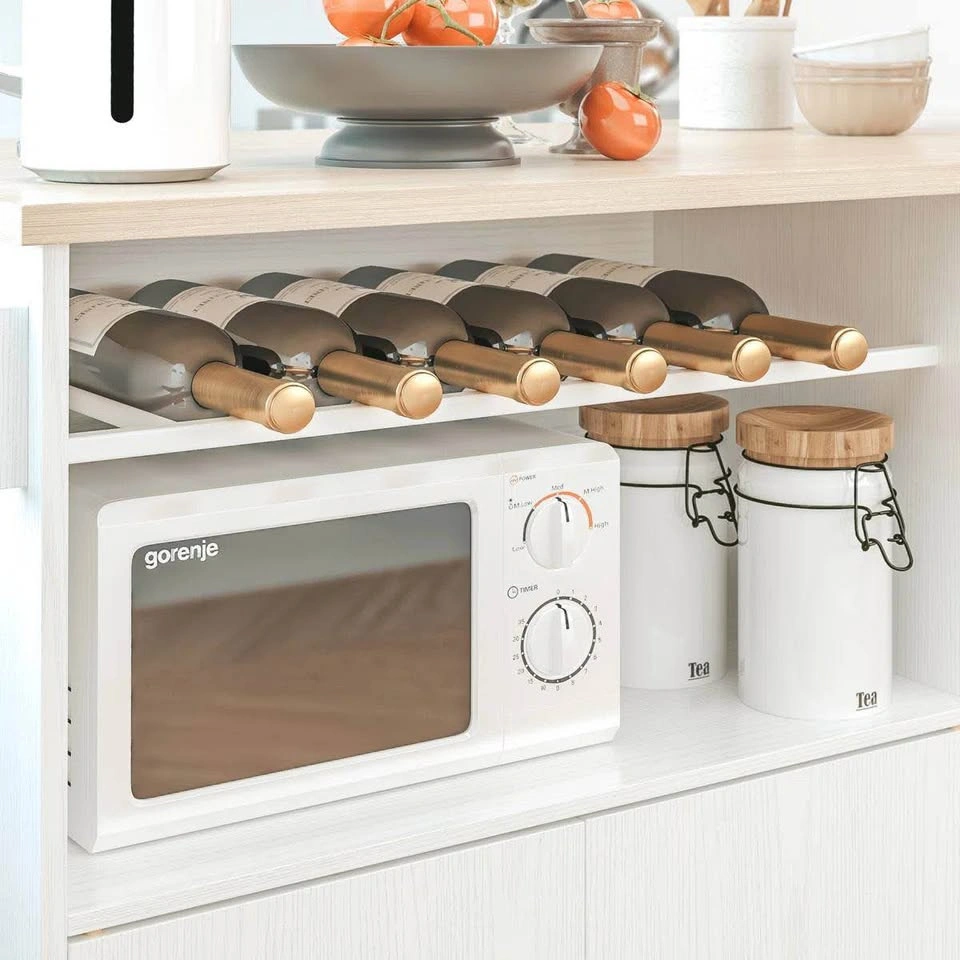 Rolling Kitchen Island Cart | Drop-Leaf | Wine Rack | White & Br - photo 2