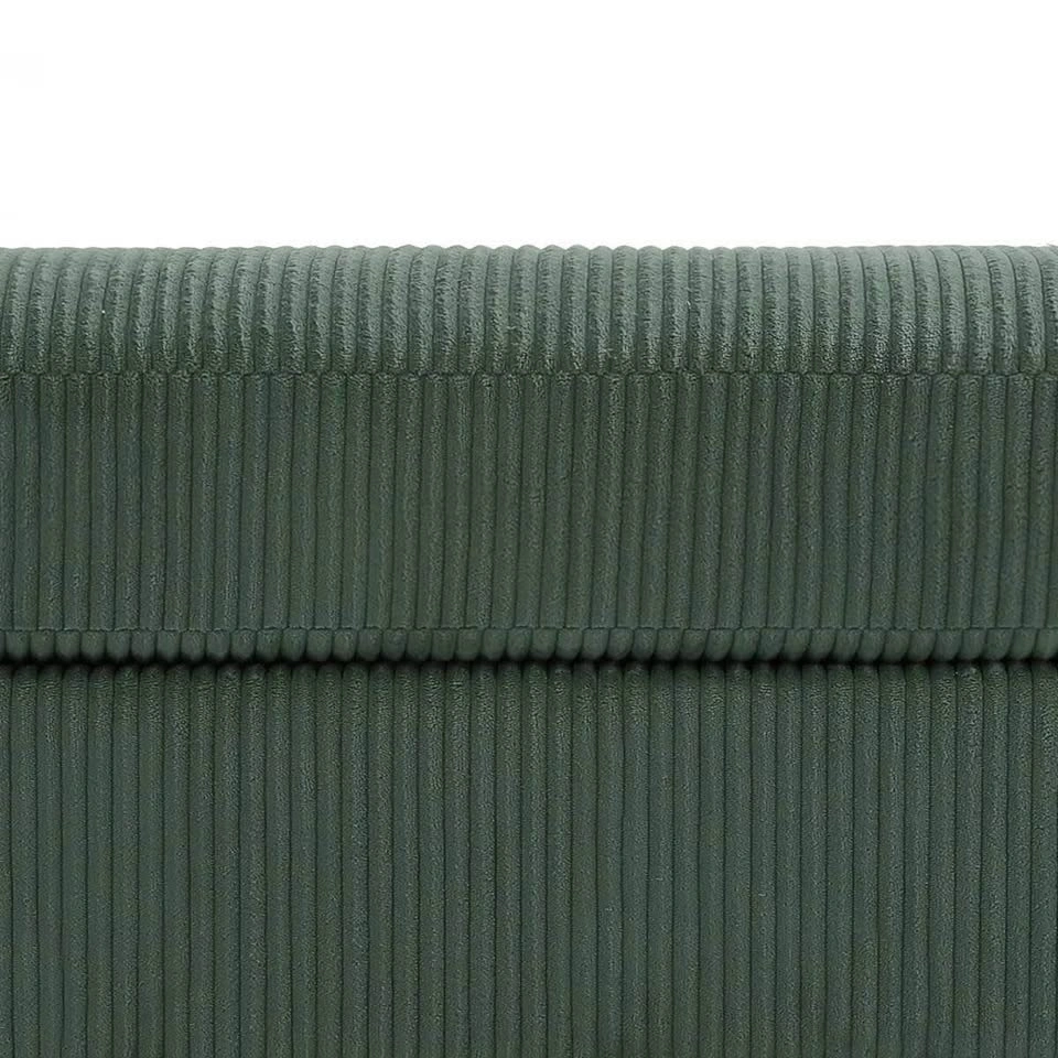 Seemab Corduroy Ottoman - Green | Solid Wood Legs | Modular | Ne - photo 3