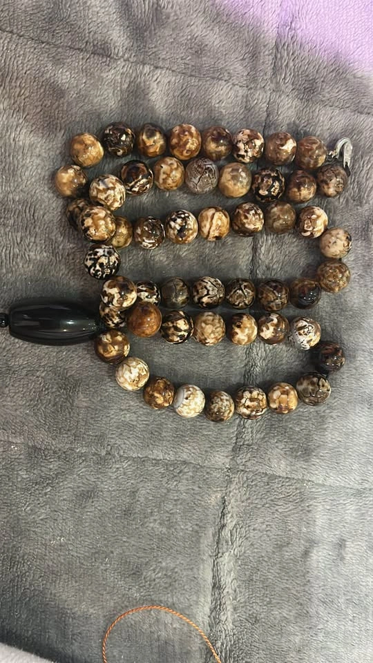 Natural Dragon Vein Agate & Black Tiger Eye Pendant - photo 2