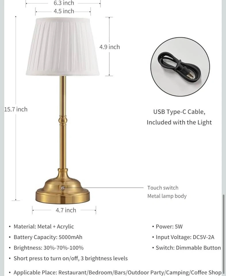 Cordless table lamp rechargeable - photo 4