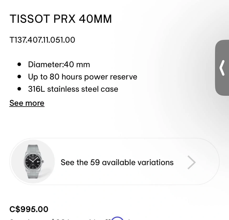 Tissot PRX Powermatic 80 Black Dial - photo 2