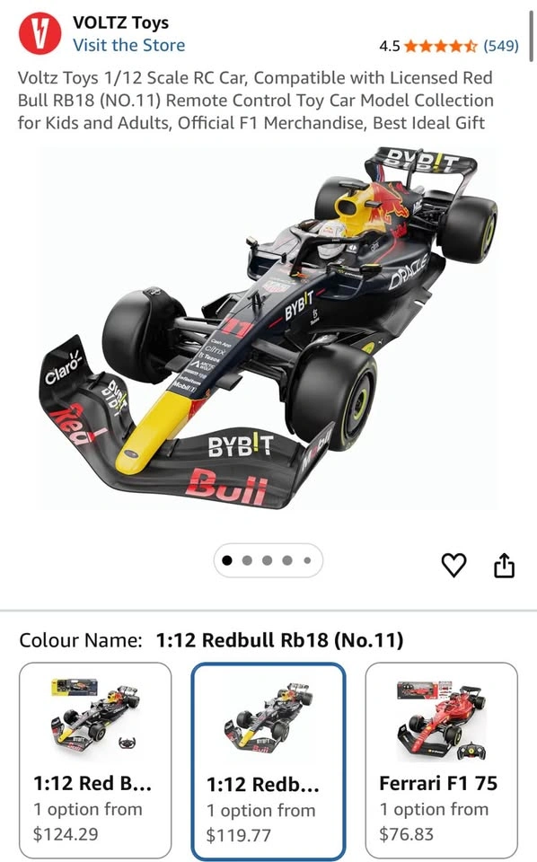 Voltz Toys 1/12 Red Bull RB18 RC Car - photo 4