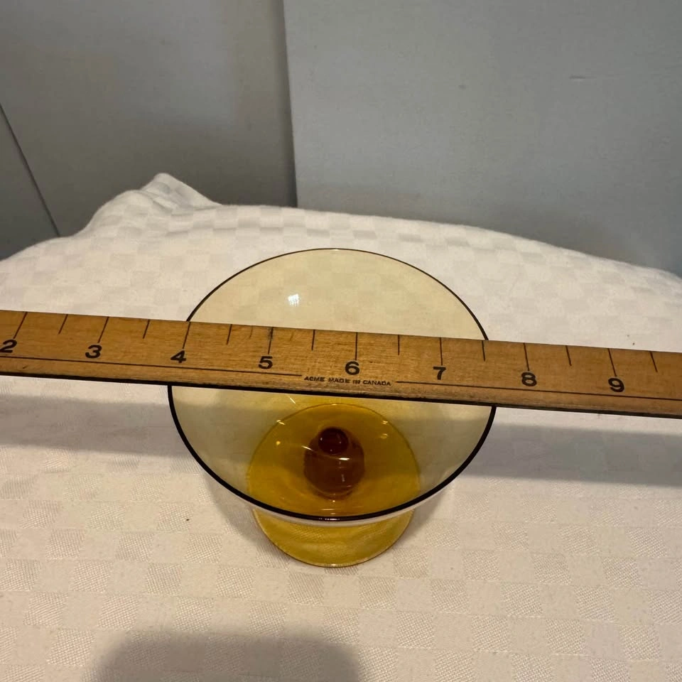 Vintage Amber MCM Art Glass Compote Bowl - photo 3