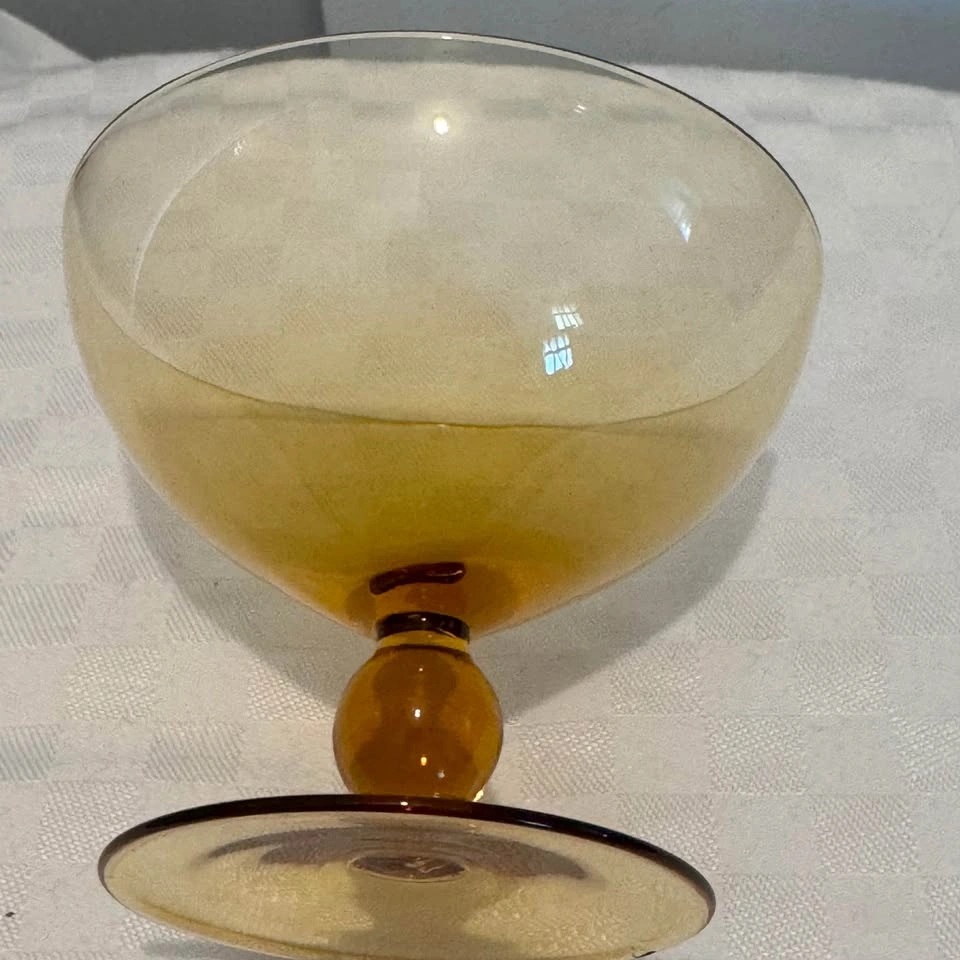 Vintage Amber MCM Art Glass Compote Bowl - photo 5