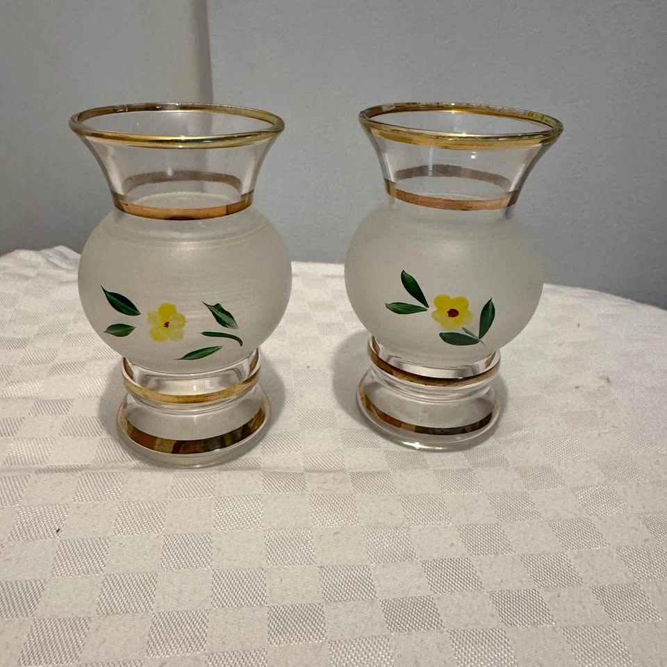 Bartlett Collins Frosted Bud Vases - Pair
