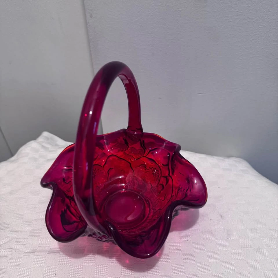 Vintage Ruby Art Glass Basket - Fenton? - photo 2