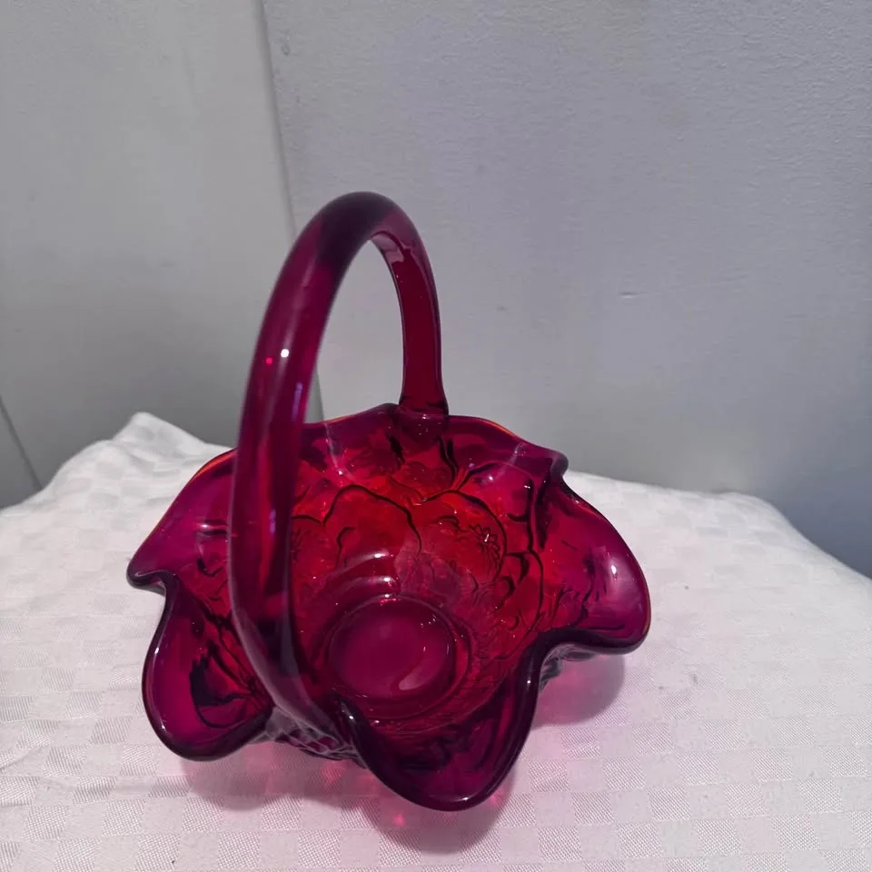 Vintage Ruby Art Glass Basket - Fenton? - photo 2
