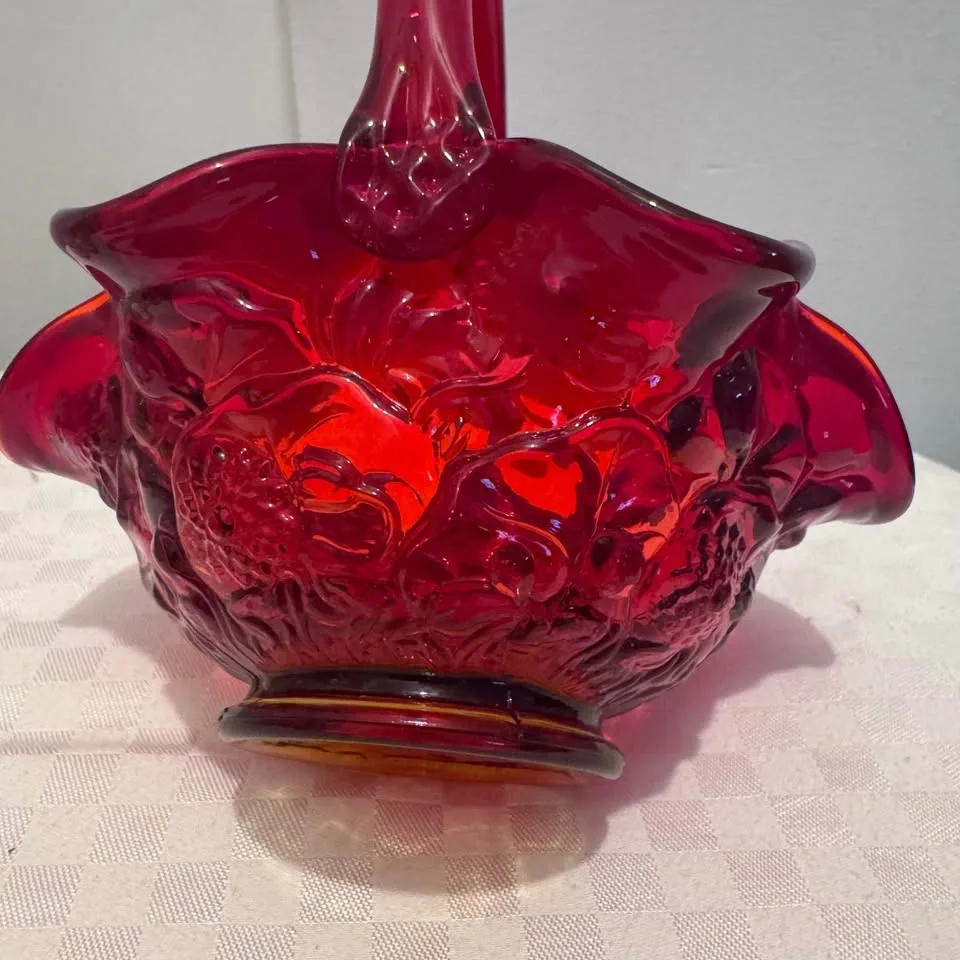 Vintage Ruby Art Glass Basket - Fenton? - photo 3