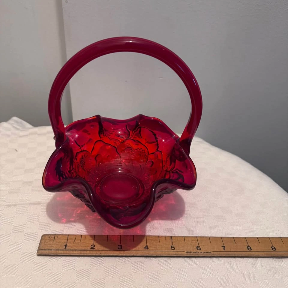 Vintage Ruby Art Glass Basket - Fenton? - photo 5