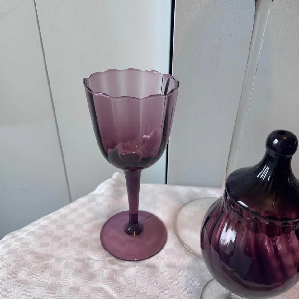 Vintage 1960s Amethyst Hand Blown Italian Empoli Glass Set - photo 2