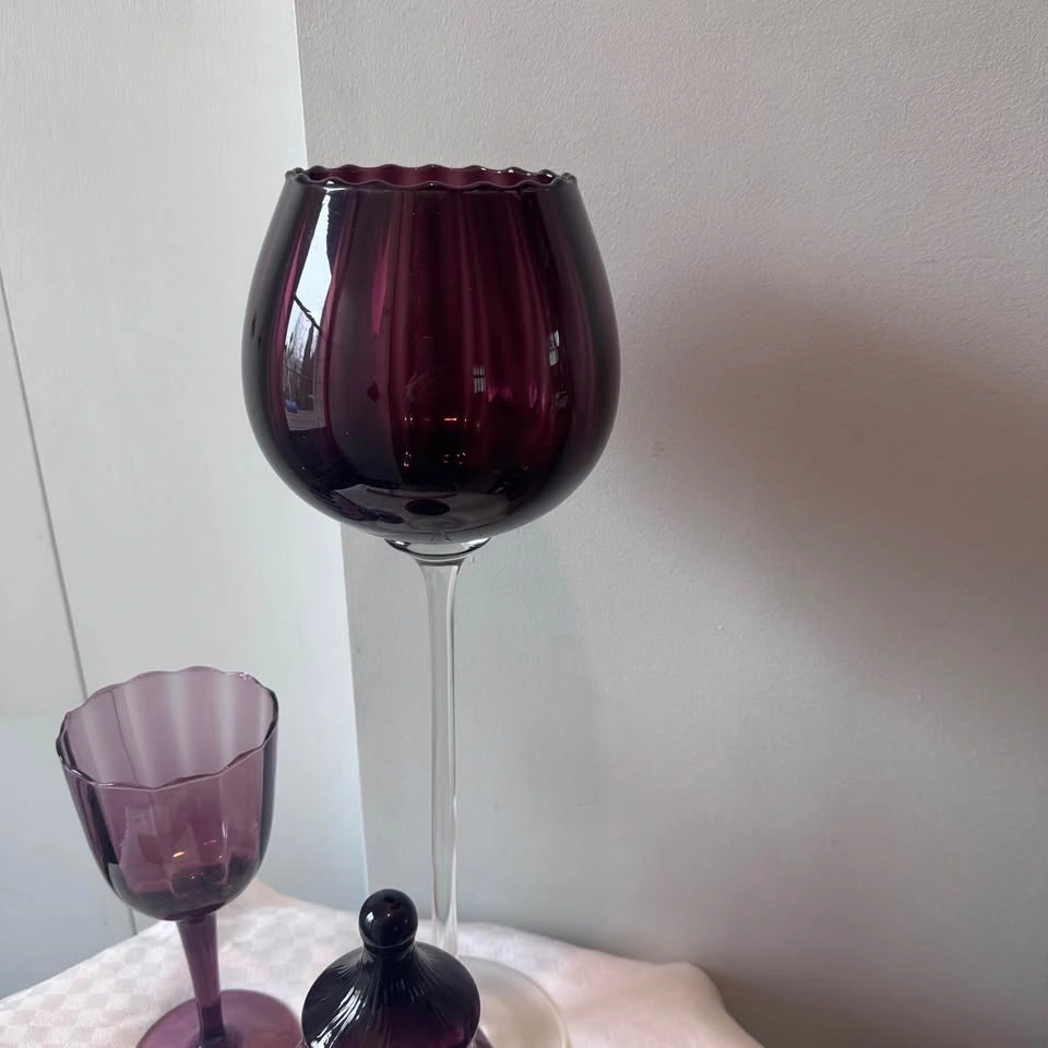 Vintage 1960s Amethyst Hand Blown Italian Empoli Glass Set - photo 4