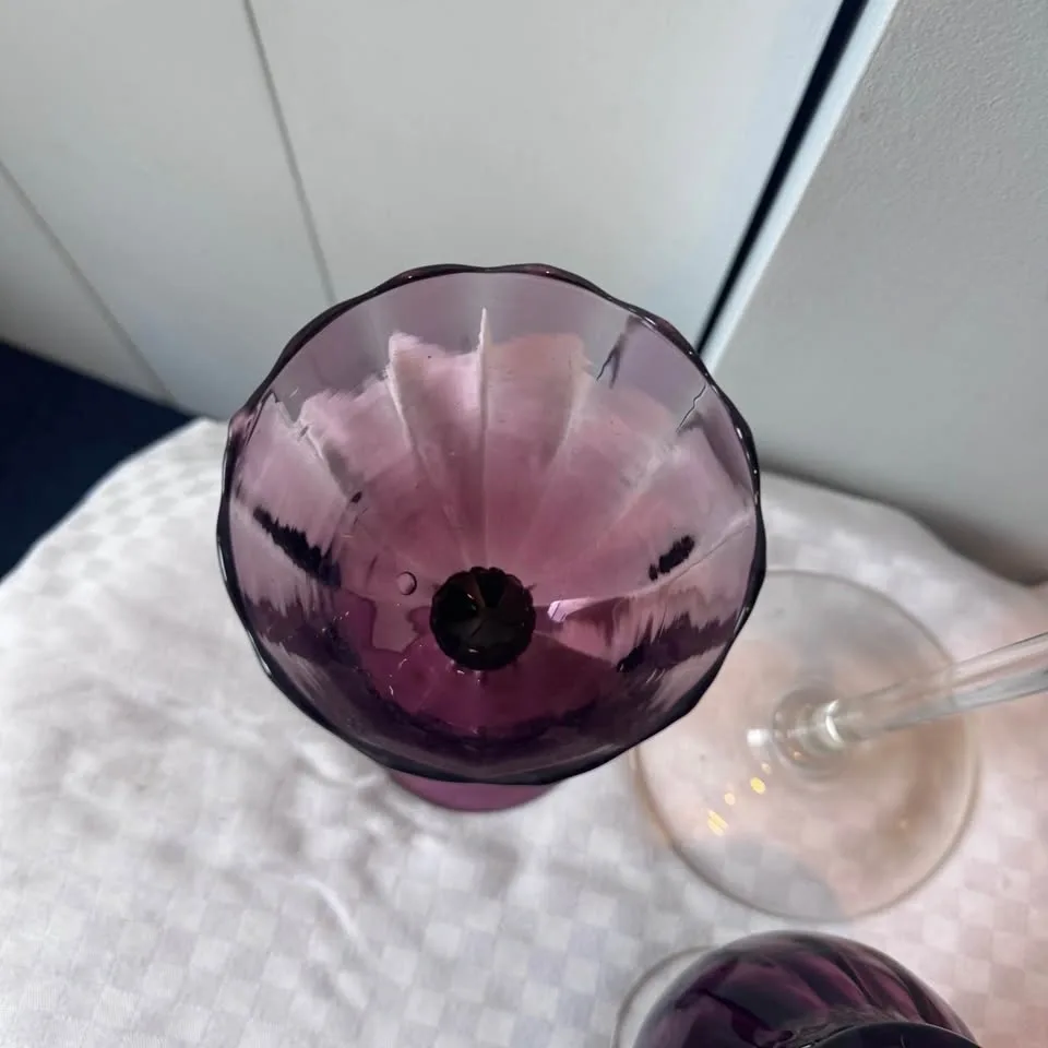 Vintage 1960s Amethyst Hand Blown Italian Empoli Glass Set - photo 5