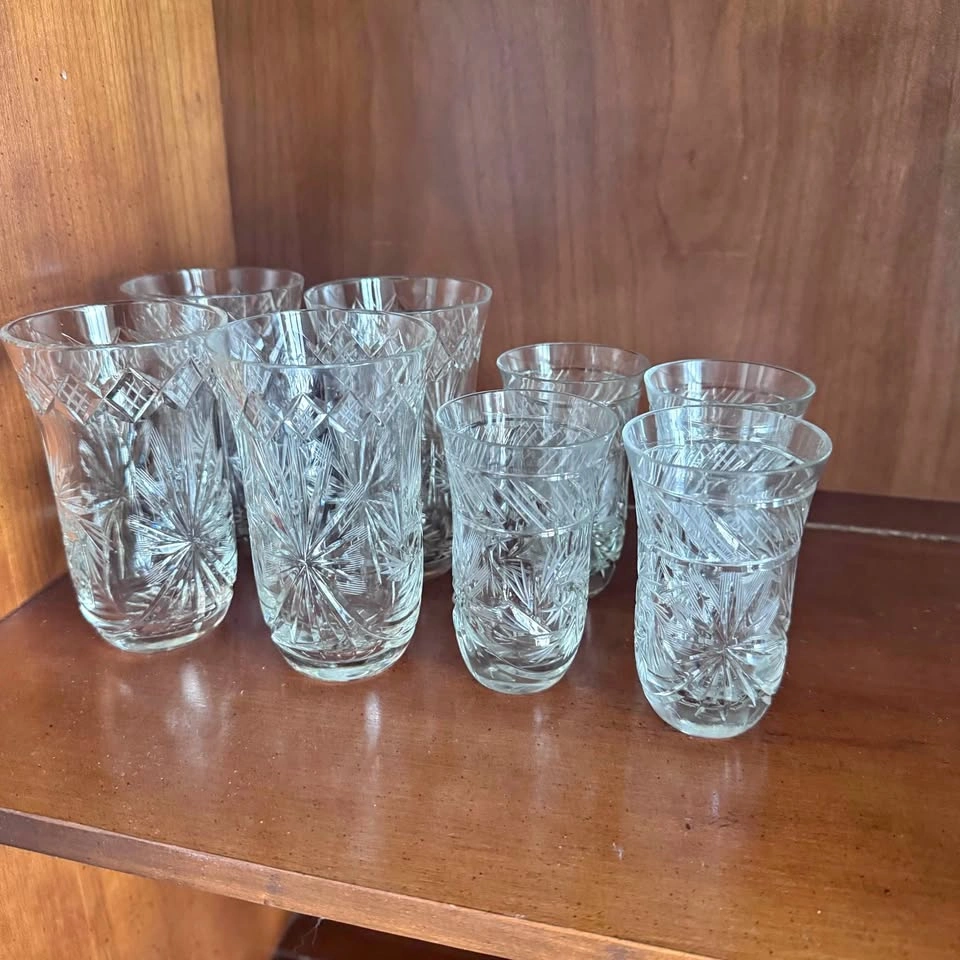 Set of 8 Vintage Crystal Glasses