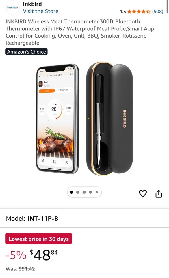 INKBIRD Wireless Meat Thermometer, 300ft Bluetooth - photo 2