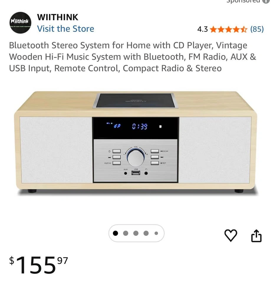 Vintage Wooden Hi-Fi Bluetooth Stereo System with CD Player - photo 2